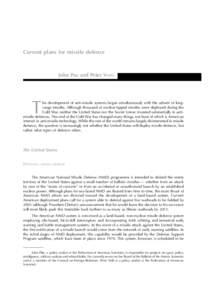 Current plans for missile defence  John PIKE and Peter VOTH T
