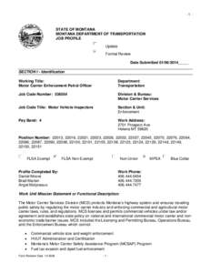 -1-  STATE OF MONTANA MONTANA DEPARTMENT OF TRANSPORTATION JOB PROFILE Update