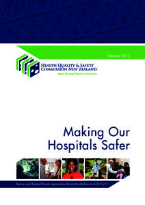 February[removed]Making Our Hospitals Safer Serious and Sentinel Events reported by District Health Boards in[removed]