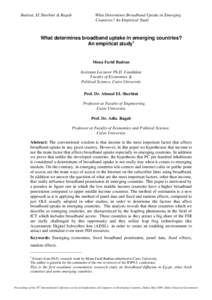 Badran, El Sherbini & Ragab  What Determines Broadband Uptake in Emerging Countries? An Empirical Study  What determines broadband uptake in emerging countries?