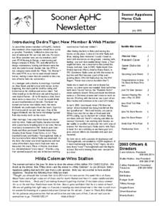 Sooner ApHC Newsletter Sooner Appaloosa Horse Club July, 2003