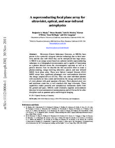 A superconducting focal plane array for ultraviolet, optical, and near-infrared astrophysics arXiv:1112.0004v1 [astro-ph.IM] 30 Nov 2011