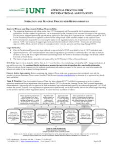 APPROVAL PROCESS FOR INTERNATIONAL AGREEMENTS INITIATION AND RENEWAL PROCESS AND RESPONSIBILITIES Approval Process and Department/College Responsibility: 