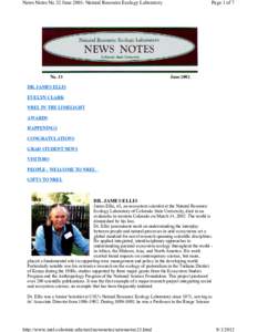 News Notes No.32 June[removed]Natural Resource Ecology Laboratory  No. 33 Page 1 of 7