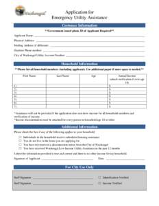 Application for Emergency Utility Assistance Customer Information