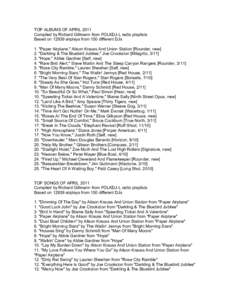 TOP ALBUMS OF APRIL 2011 Compiled by Richard Gillmann from FOLKDJ-L radio playlists Based on[removed]airplays from 150 different DJs 1. 