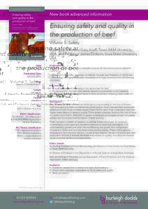 BURLEIGH DODDS SERIES IN AGRICULTURAL SCIENCE  Ensuring safety and quality in the production of beef Volume 1: Safety