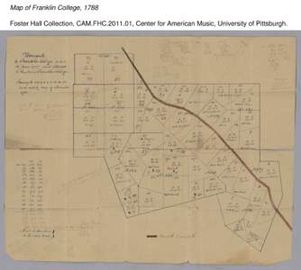 Map of Franklin College, 1788 Foster Hall Collection, CAM.FHC[removed], Center for American Music, University of Pittsburgh. Map of Franklin College, 1788 Foster Hall Collection, CAM.FHC[removed], Center for American Musi