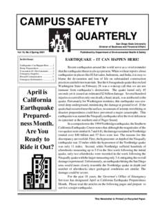 CAMPUS SAFETY QUARTERLY San Diego State University Division of Business and Financial Affairs Vol 10, No 2 Spring 2001