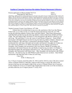 Southern Campaign American Revolution Pension Statements & Rosters Pension application of Thomas Pollard 1 R17132 Transcribed by Will Graves f26VA[removed]