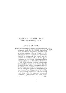 B.A.W.R.A. INCOME TAX (DECLARATORY) ACT. Act No. 21, 1931. An Act to declare that certain distributions and payments made by the British Australian 1 Wool Realisation Association, Limited, and