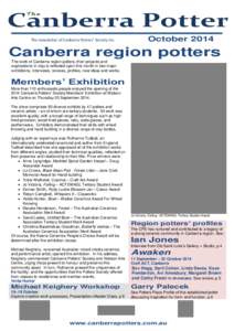 The  Canberra Potter The newsletter of Canberra Potters’ Society Inc.  October 2014