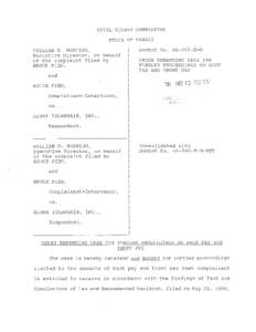 CIVIL RIGHTS COMMISSION STATE OF HAWAI I WILLIAM D. HOSHIJO, Executive Director, on behalf of the complaint filed by BRUCE PIED,