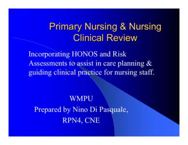 Microsoft PowerPoint - Primary_Nursing_HONOS_Care_Planning_060216