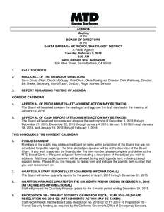 AGENDA Meeting of the BOARD OF DIRECTORS of the SANTA BARBARA METROPOLITAN TRANSIT DISTRICT