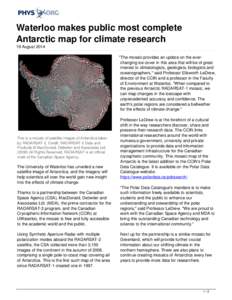 Waterloo makes public most complete Antarctic map for climate research
