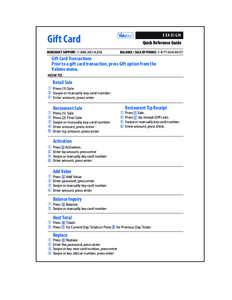 Gift Card  EXADIGM Quick Reference Guide  MERCHANT SUPPORT: 