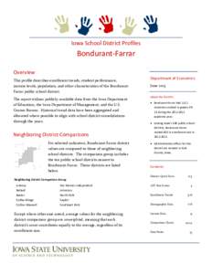 Iowa School District Profiles  Bondurant-Farrar Overview This profile describes enrollment trends, student performance, income levels, population, and other characteristics of the BondurantFarrar public school district.