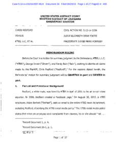 Case 5:13-cvEEF-MLH Document 36 FiledPage 1 of 27 PageID #: 485  UNITED STATES DISTRICT COURT WESTERN DISTRICT OF LOUISIANA SHREVEPORT DIVISION