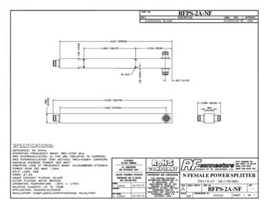 RFPS-2A-NF  RoHS COMPLIANT  N FEMALE POWER SPLITTER