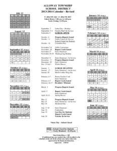 ALLOWAY TOWNSHIP SCHOOL DISTRICT[removed]Calendar - Revised July 13 M