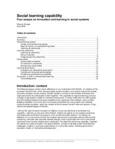 Social learning capability Four essays on innovation and learning in social systems Etienne Wenger AprilTable of contents