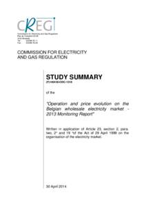 Commission for Electricity and Gas Regulation Rue de l’Industrie[removed]Brussels Tel.: [removed]Fax: