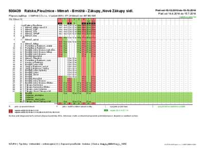 Platí od[removed]do[removed]Platí od[removed]do[removed] Ralsko,Ploužnice - Mimoň - Brniště - Zákupy,,Nové Zákupy sídl. Přepravu zajišťuje: COMPAG CZ s.r.o., V Lukách 95/IV, [removed]Mimoň, t