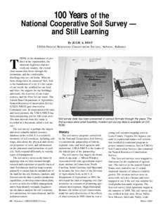 100 Years of the National Cooperative Soil Survey — and Still Learning By JULIE A. BEST USDA-Natural Resources Conservation Service, Auburn, Alabama