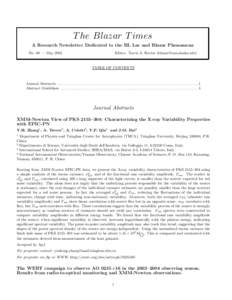 T he Blazar T imes A Research Newsletter Dedicated to the BL Lac and Blazar Phenomena No. 68 — May 2005 Editor: Travis A. Rector ([removed])