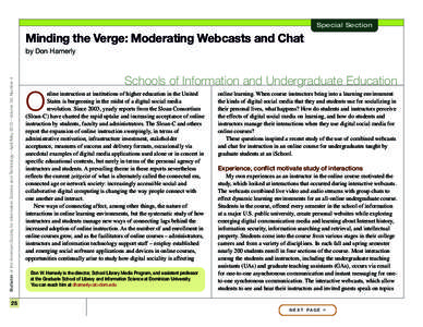 Special Section  Minding the Verge: Moderating Webcasts and Chat Bulletin of the American Society for Information Science and Technology – April/May 2010 – Volume 36, Number 4