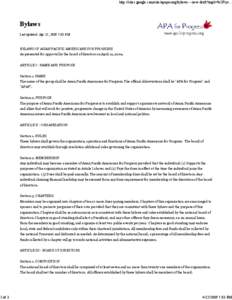 http://sites.google.com/site/apapreorg/bylaws---new-draft?tmpl=%2Fsys...  Bylaws Last updated: Apr 12, 2009 5:03 PM  BYLAWS OF ASIAN PACIFIC AMERICANS FOR PROGRESS