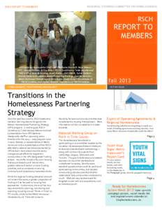 RSCH REPORT TO MEMBERS  REGIONAL STEERING COMMITTEE ON HOMELESSNESS RSCH