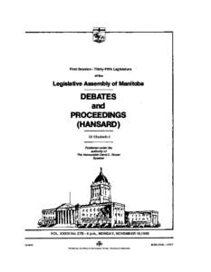 First Session - Thlrty·FIHh Legislature of the Legislative Assembly of Manitoba  DEBATES