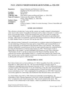 Paul Atkins Underwood Research Papers, ca[removed]