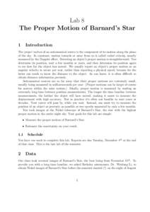 Lab 8 The Proper Motion of Barnard’s Star 1 Introduction