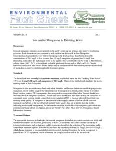 WD­DWGB­3­8   2013  Iron and/or Manganese in Drinking Water  Occurrence 