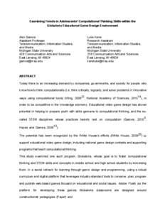 Examining Trends in Adolescents’ Computational Thinking Skills within the Globaloria Educational Game Design Environment