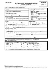 PARENT’S COPY  PHASEPRIMARY ONE REGISTRATION EXERCISE APPLICATION FORM