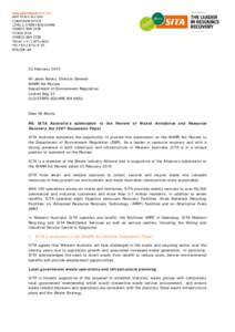 23 February 2015 Mr Jason Banks, Director General WARR Act Review Department of Environment Regulation Locked Bag 33 CLOISTERS SQUARE WA 6850