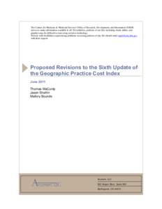 Proposed Revisions to the Sixth Update of the Geographic Practice Cost Index