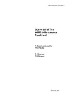 ANSWERS/WIMS/TR.26 Issue 1  Overview of The WIMS 9 Resonance Treatment