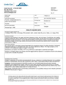MATERIAL SAFETY DATA SHEET Linde Gas