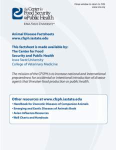 Foot and Mouth Disease - CFSPH Technical Disease Fact Sheets