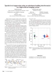 Speckle level suppression using an unbalanced nulling interferometer in a high-contrast imaging system YOKOCHI, Kaito NISHIKAWA, Jun, TAMURA, Motohide