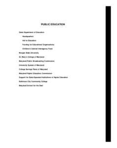 2012 Maryland State Budget - Volume III PUBLIC EDUCATION