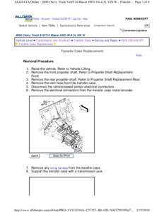 ALLDATA Online[removed]Chevy Truck S10/T10 Blazer 4WD V6-4.3L VIN W - Transfer... Page 1 of 8  PAUL REDEHOFT Home | Account | Contact ALLDATA | Log Out | Help