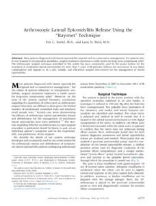 Arthroscopic Lateral Epicondylitis Release Using the ``Bayonet'' Technique