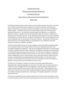 Testimony of Scott Jones HR 1839, Hermosa Watershed Protection Act House Natural Resources Subcommittee on Public Lands and Environmental Regulation March 6, 2014