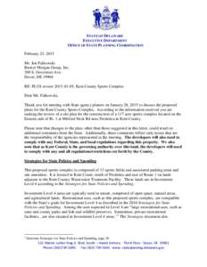 STATE OF DELAWARE EXECUTIVE DEPARTMENT OFFICE OF STATE PLANNING COORDINATION February 25, 2015 Mr. Jon Falkowski Becker Morgan Group, Inc.